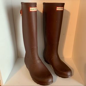 Hunter boots size 11 brown orange purple